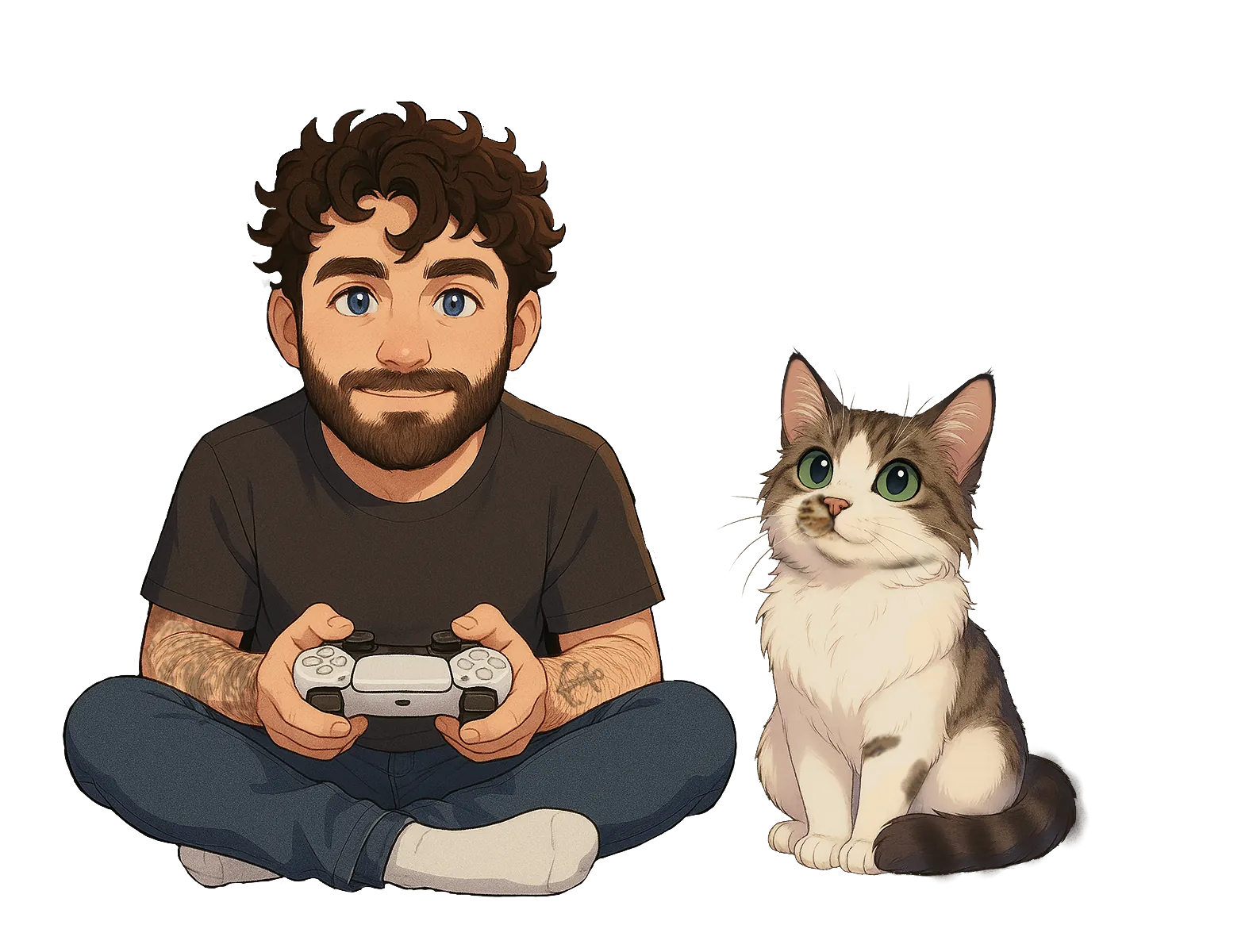 Illustration of Brin Shadewater and Margot gaming together